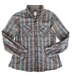 Patagonia‎ Womens Small Vintage Button-Up Long Sleeve Shirt Plaid Organic Cotton